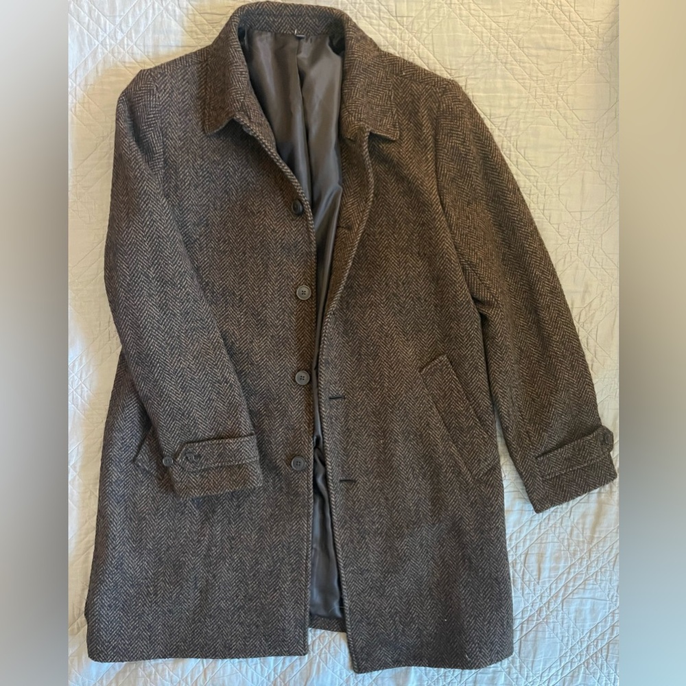 J. CREW Wool-blend herringbone overcoat in Black/Brown Size 40 NWD $450 CM500 - Picture 5 of 10